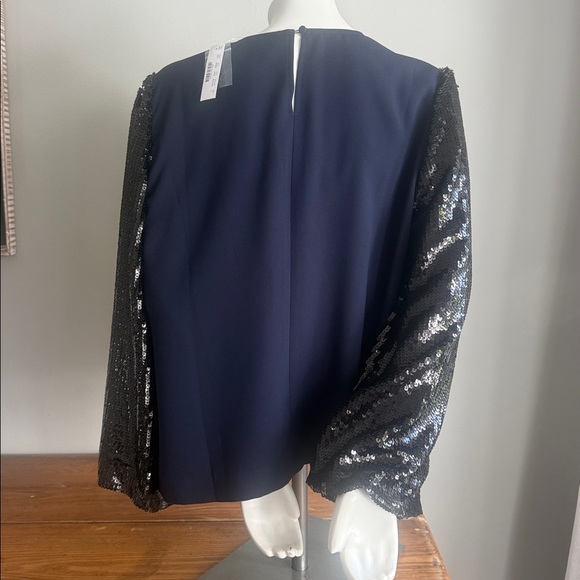 J.Crew navy blue top with sequin sleeves - Picture 4 of 4